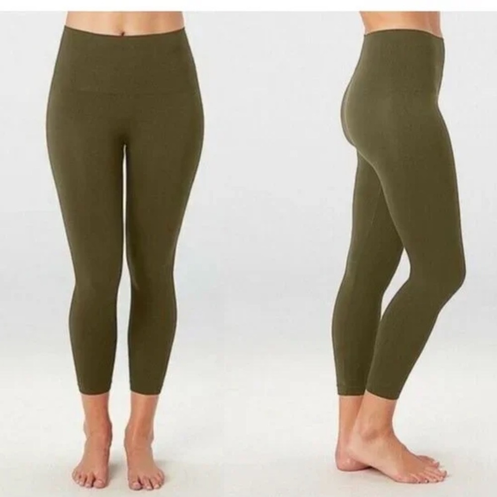 SPANX High Rise Olive Green Look at Me Now Seamless Leggings Size Large